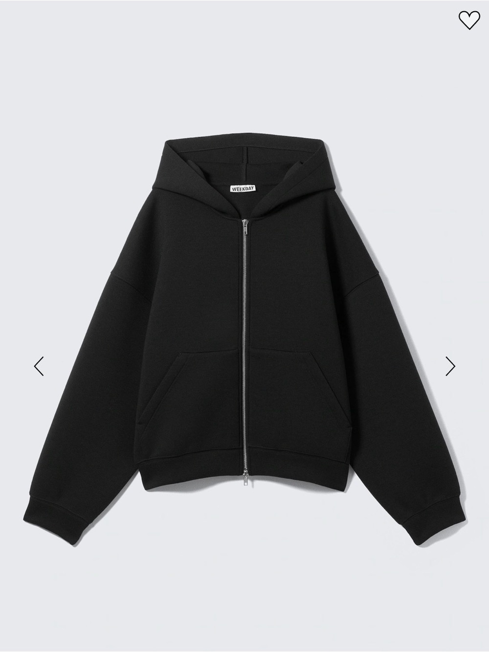NWT Weekday Black Oversized Heavyweight Full Zip Hoodie XL